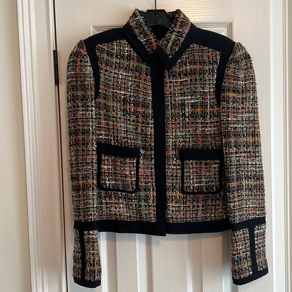 Pink Tartan Multicolor Tweed & Black Blazer (SZ4)